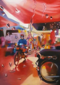 Hafsa Shaikh, Street, 24 x 36 inch, Oil on Canvas, Cityscape Painting, AC-HFS-009